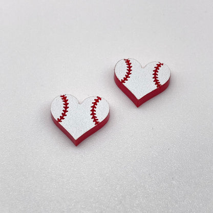 Baseball Heart Stud Earrings