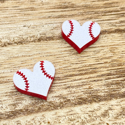 Baseball Heart Stud Earrings