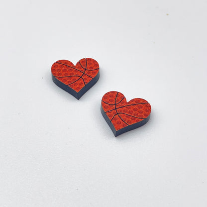 Basketball Heart Stud Earrings