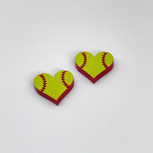 Softball Heart Stud Earrings