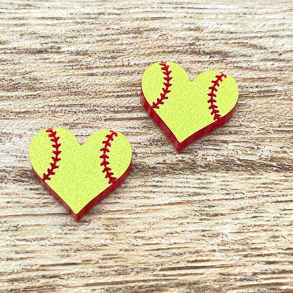 Softball Heart Stud Earrings