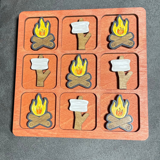 Camp Fire & Roasted Marshmallow Tic Tac Toe Game