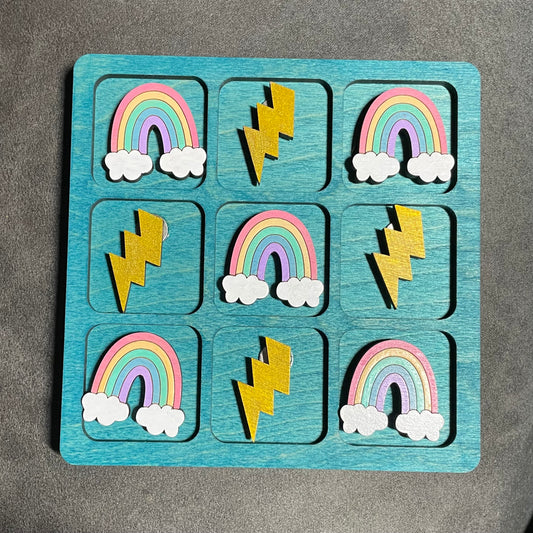 Lightning Bolts & Rainbows Tic Tac Toe Game