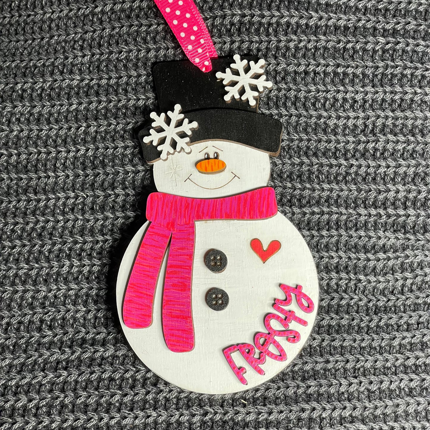 Snowman "Frosty" Layered Wood Ornament