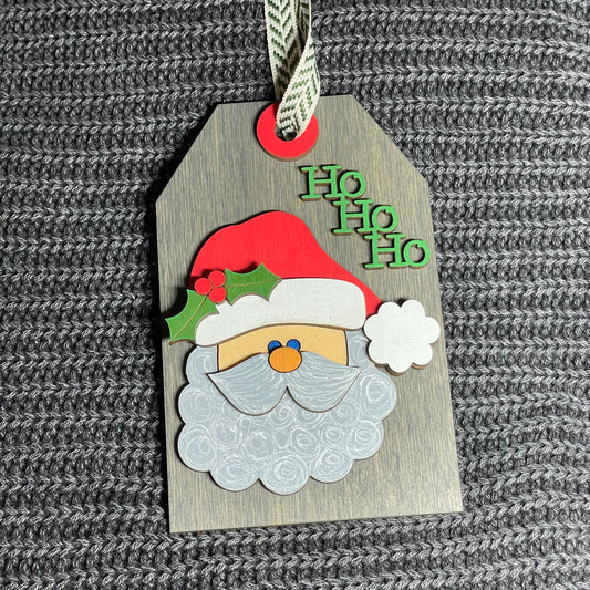 Santa Tag Layered Wood Ornament