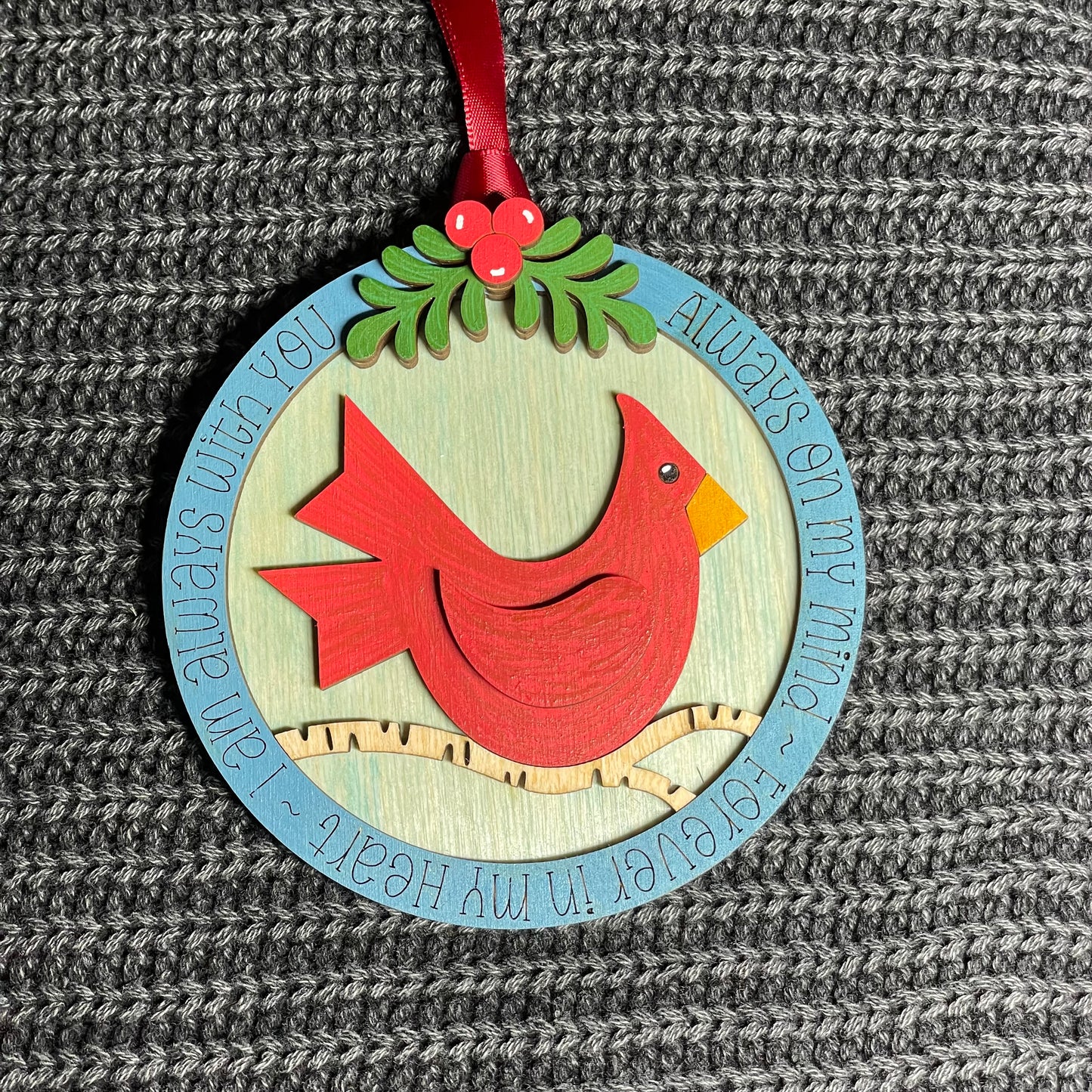 Cardinal Layered Wood Ornament
