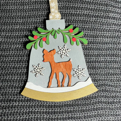 Mistletoe Bell Layered Wood Ornament