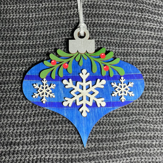 Mistletoe Snowflake Trio Layered Wood Ornament