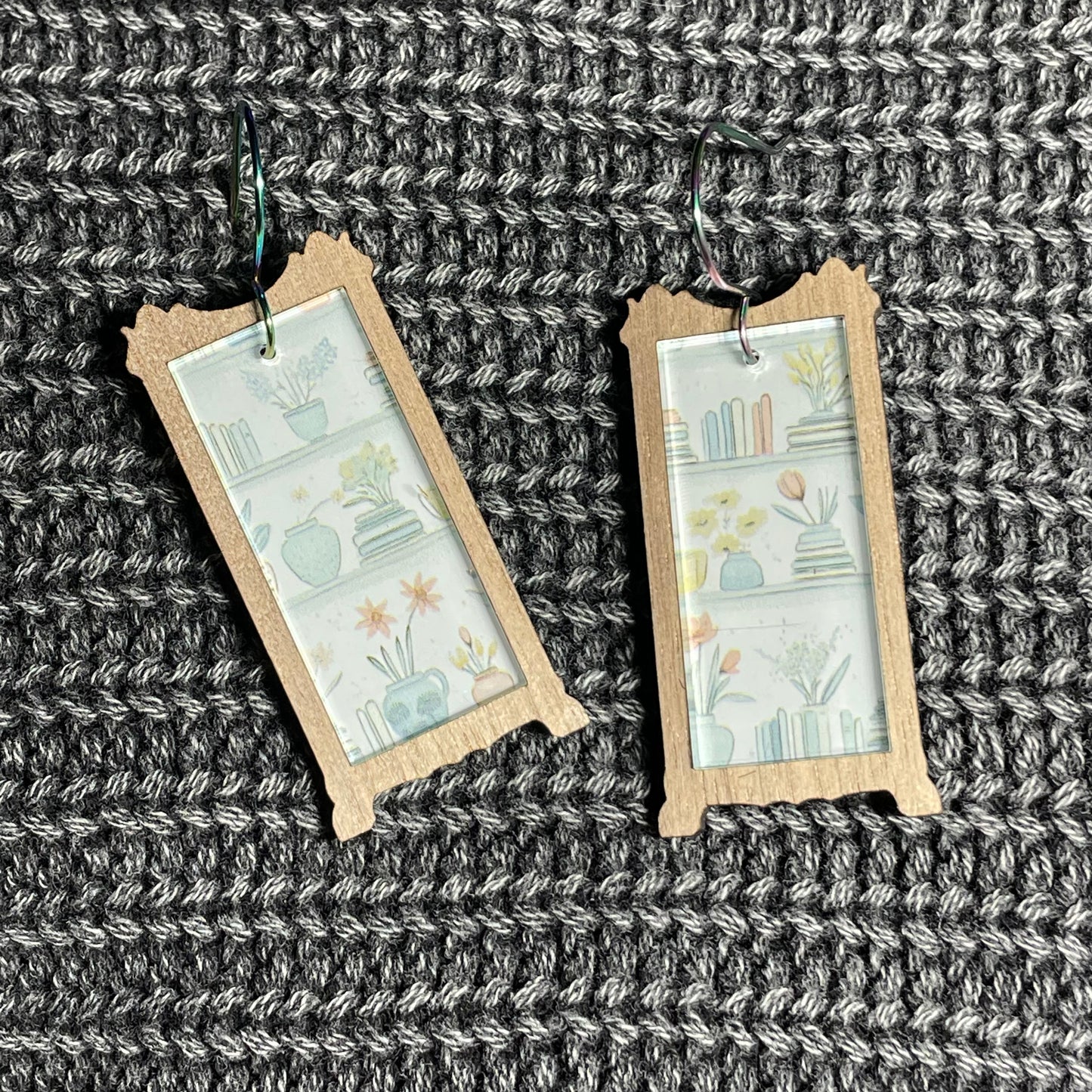 Bookshelf Drop Dangle Earrings