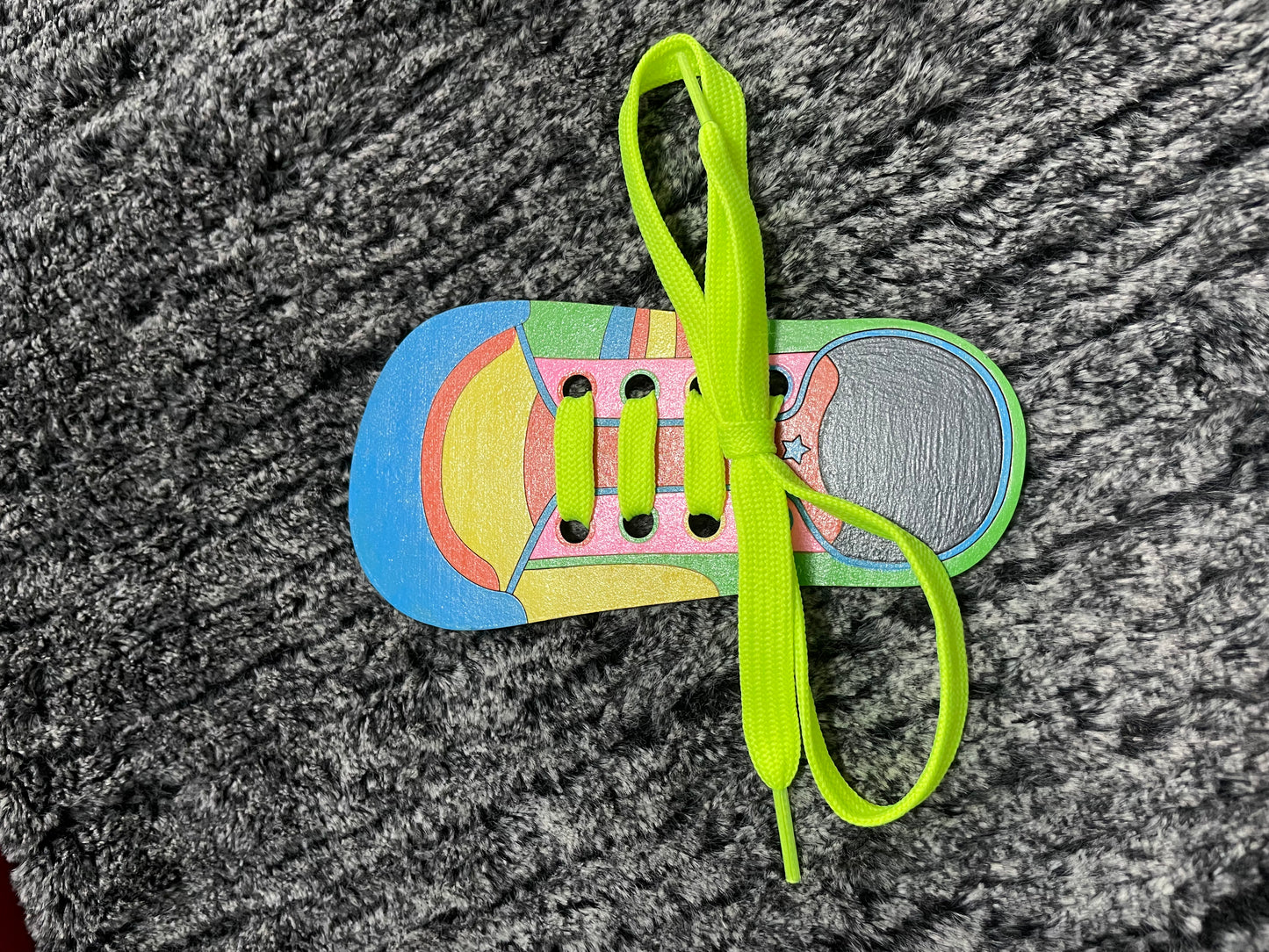 Neon Blue Toe Shoe Tying Learning Tool