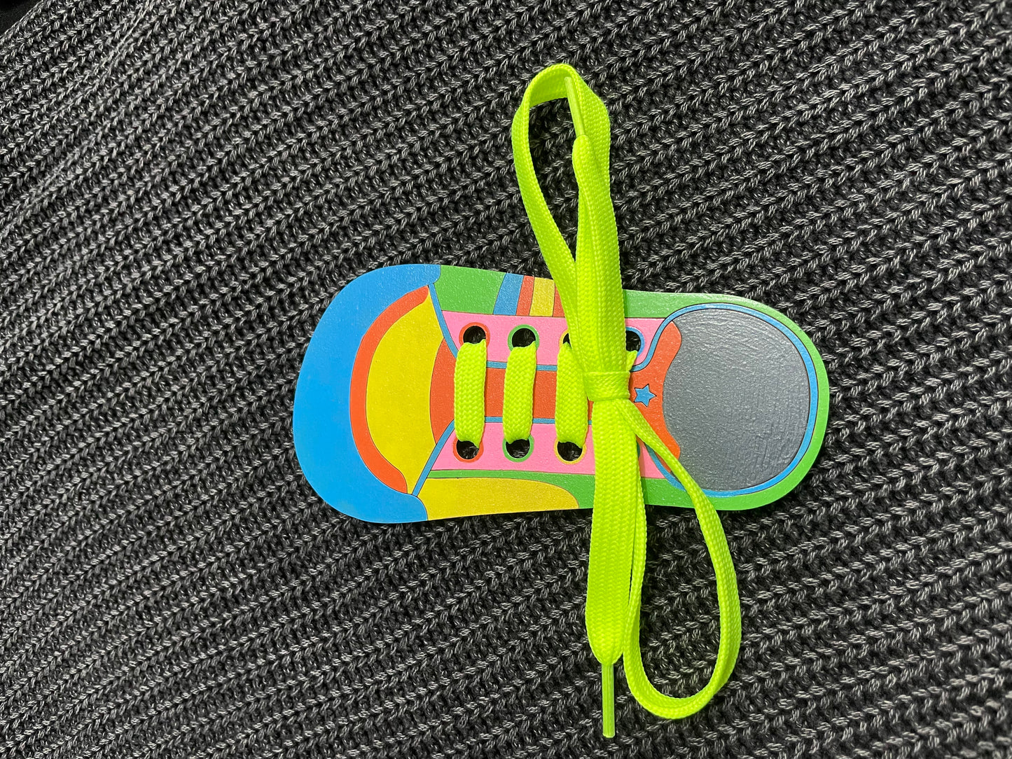 Neon Blue Toe Shoe Tying Learning Tool