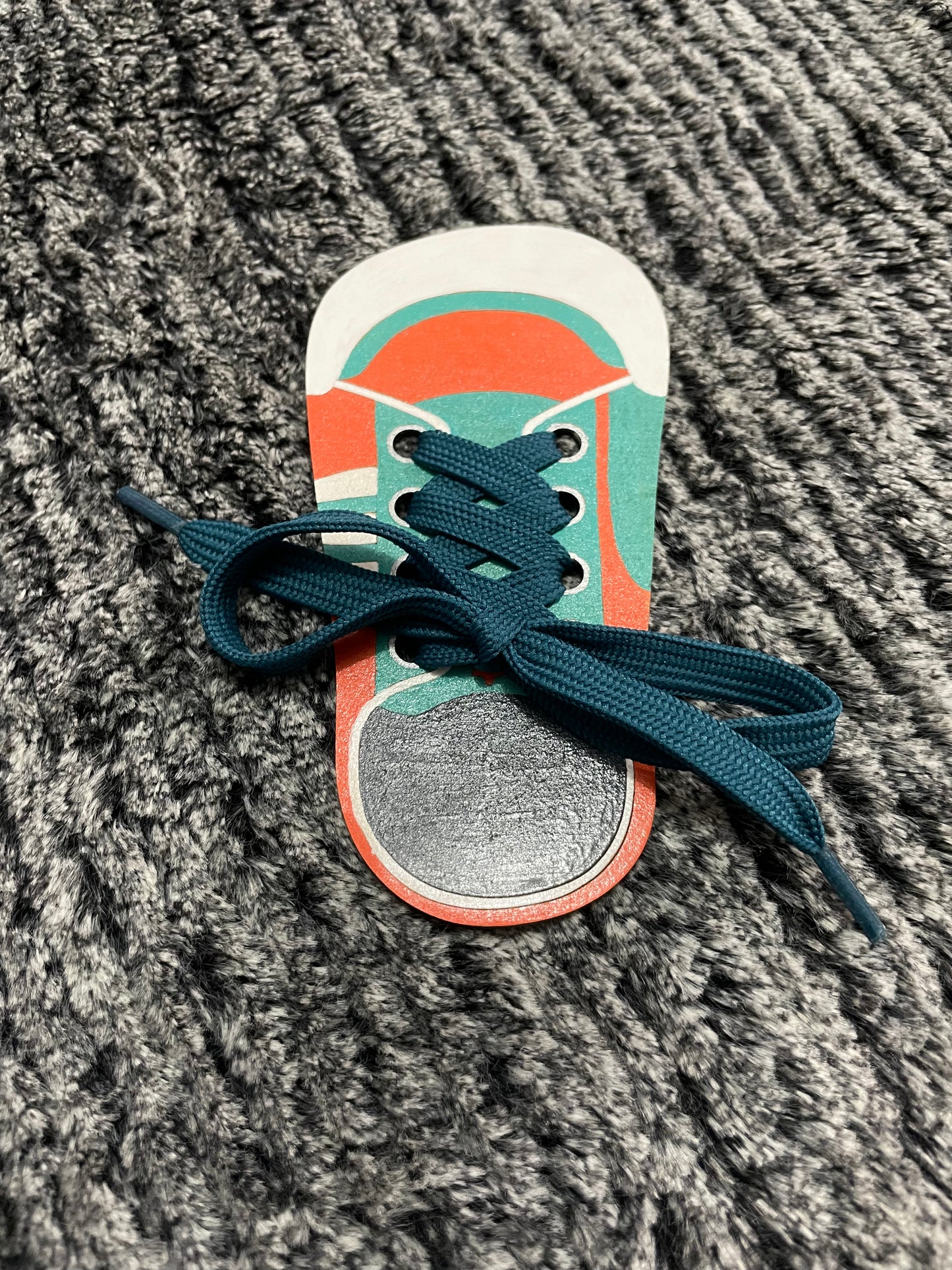 Orange & Teal Shoe Tying Learning Tool