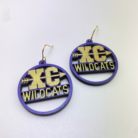 Wildcats Cross Country Drop Dangle Earrings