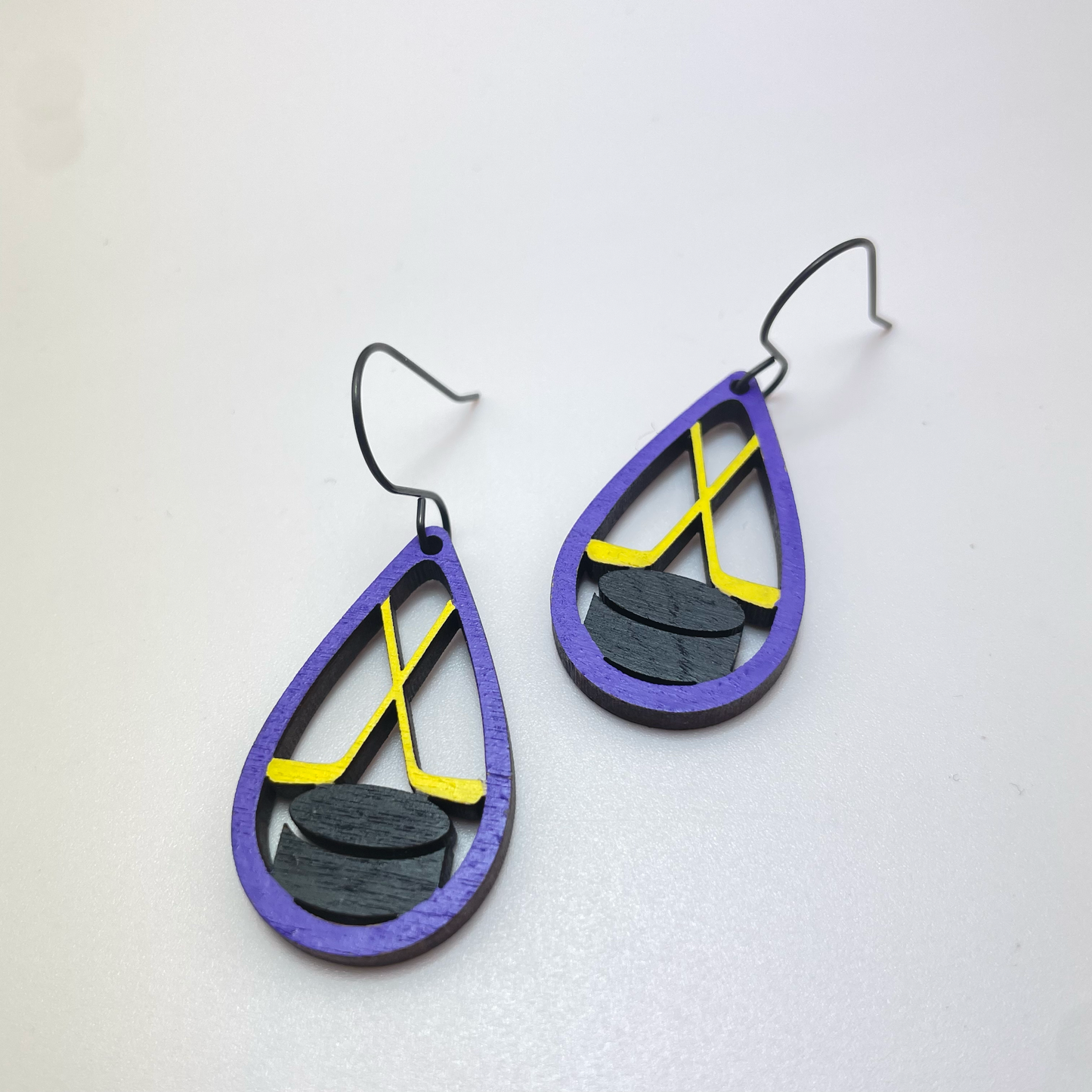 Hockey Teardrop Dangle Earrings