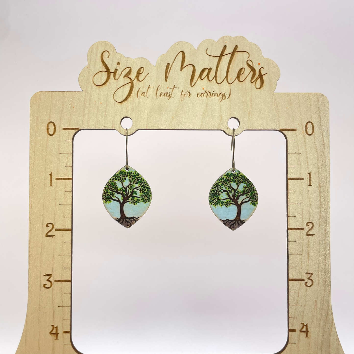 Painted Tree of Life Drop Dangle Earrings