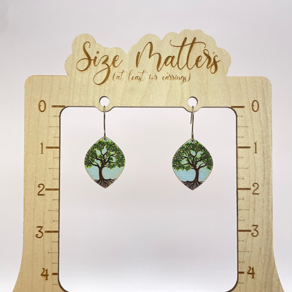 Painted Tree of Life Drop Dangle Earrings