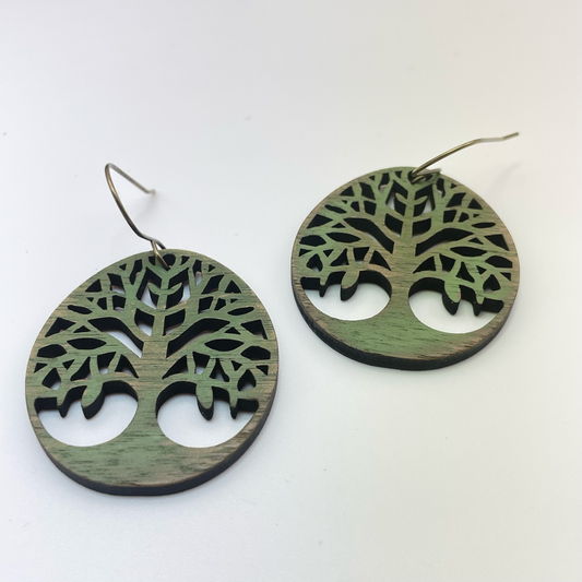 Cutout Tree of Life Drop Dangle Earrings