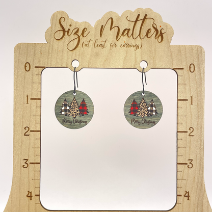 Merry Christmas Circle Drop Dangle Earrings