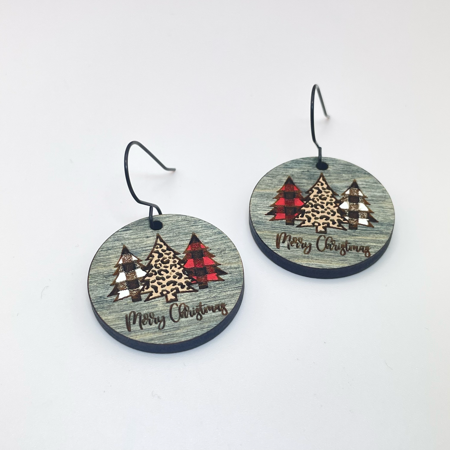 Merry Christmas Circle Drop Dangle Earrings