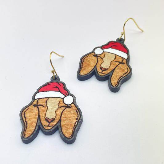 Goat Santa Hat Drop Dangle Earrings