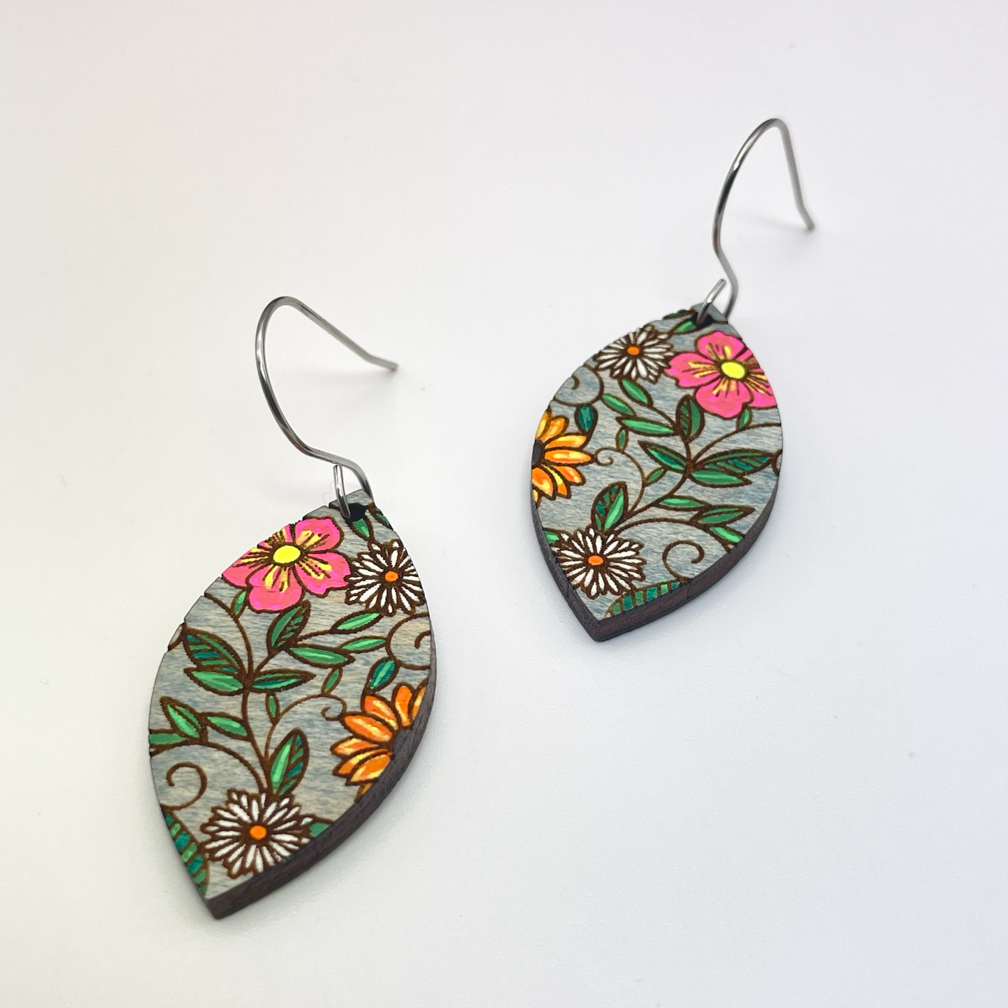 Leaf Full of Flowers Drop Dangle Earring