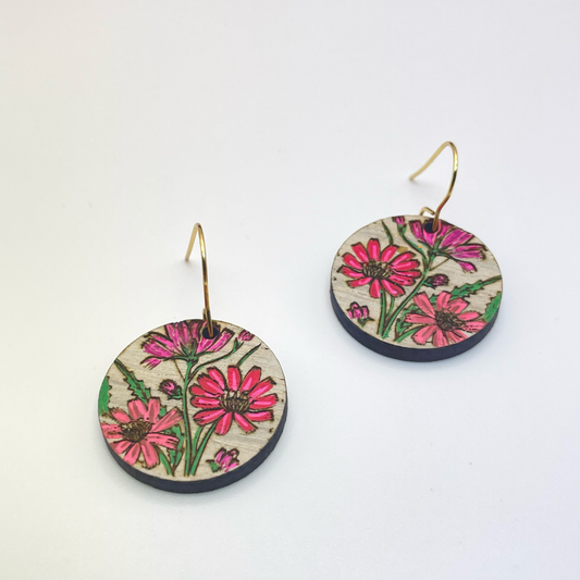 Floral Dial Drop Dangle Earring