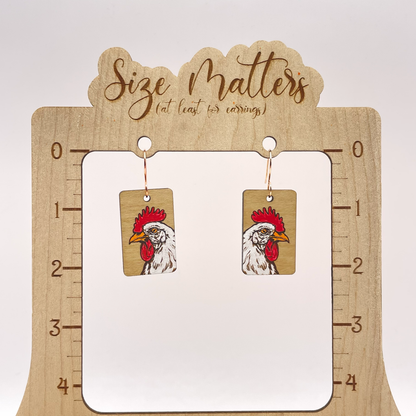 Chicken Head Rectangle Drop Dangle Earrings