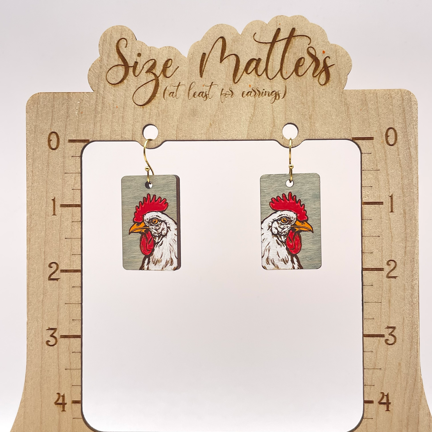 Chicken Head Rectangle Drop Dangle Earrings