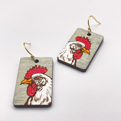 Chicken Head Rectangle Drop Dangle Earrings