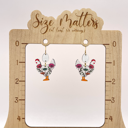 Chicken and the Egg Drop Dangle Earrings