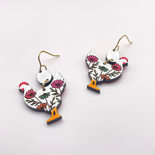 Chicken and the Egg Drop Dangle Earrings