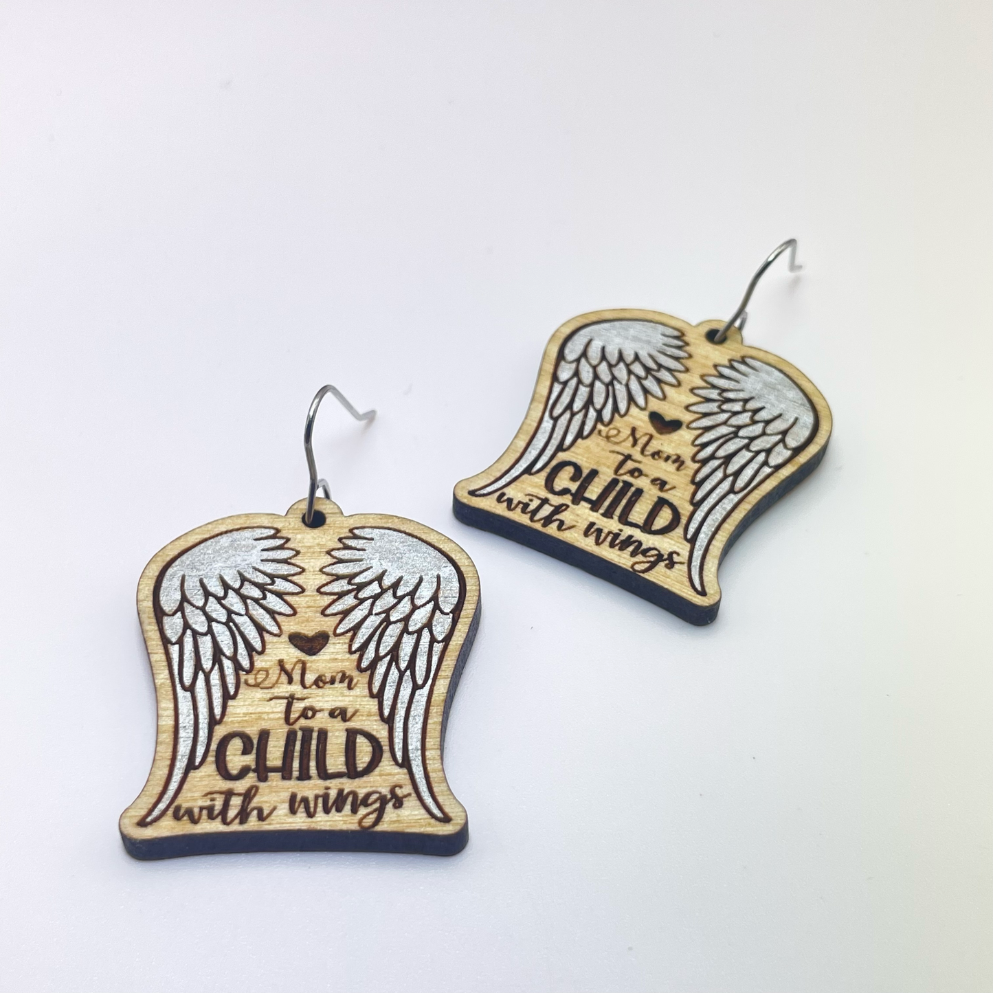 Mom to a Child with Wings Drop Dangle Earrings