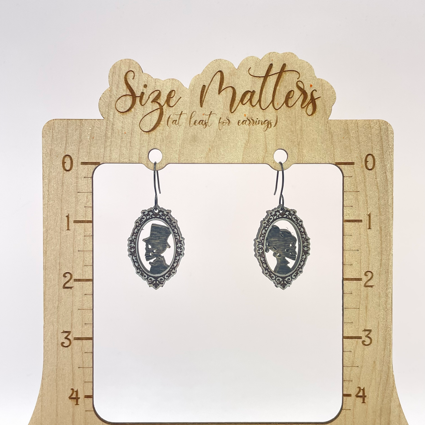 Skeleton Cameo Drop Dangle Earrings