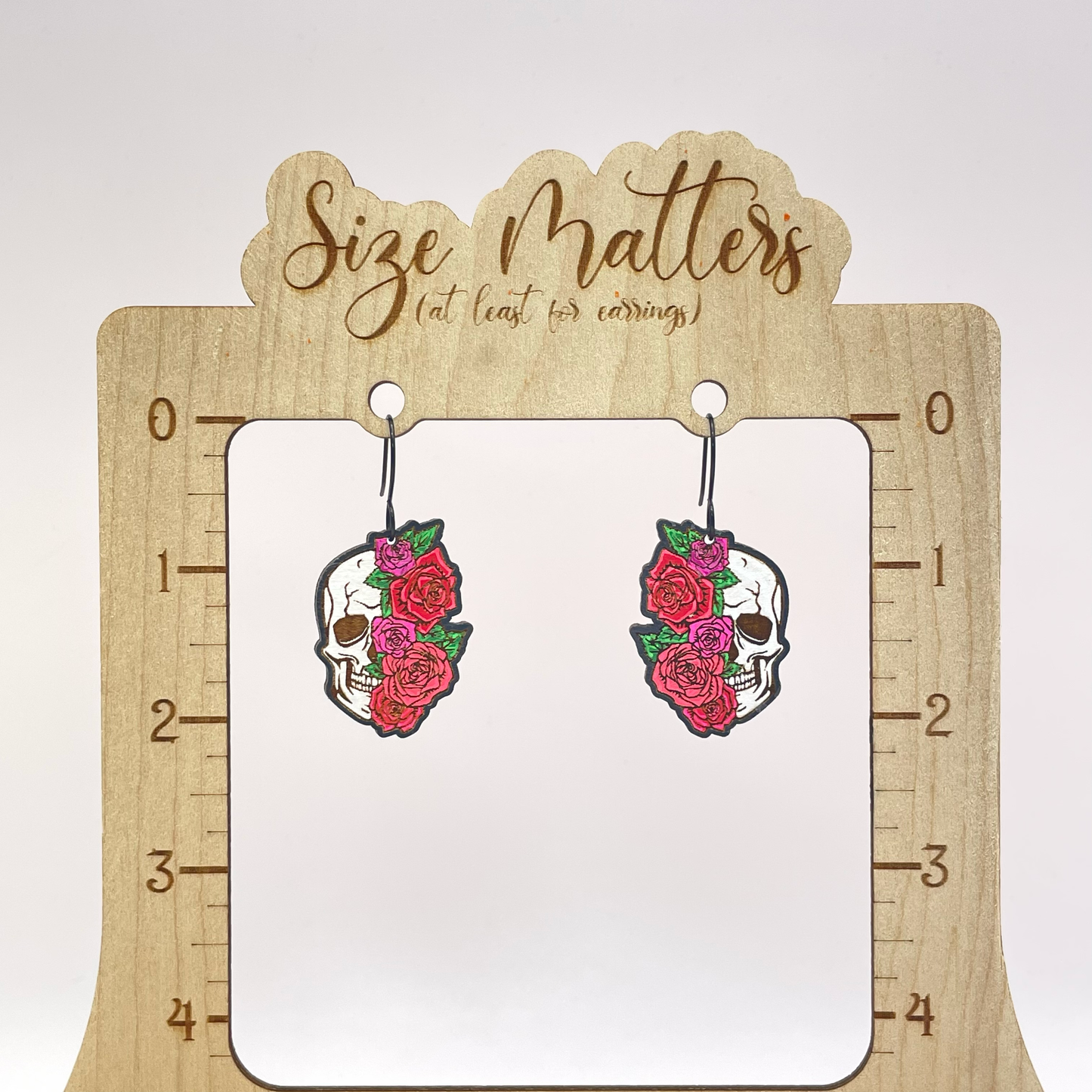 Skull Wearing Flowers Drop Dangle Earrings