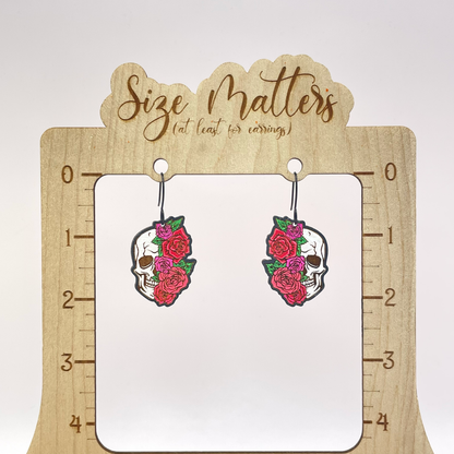 Skull Wearing Flowers Drop Dangle Earrings