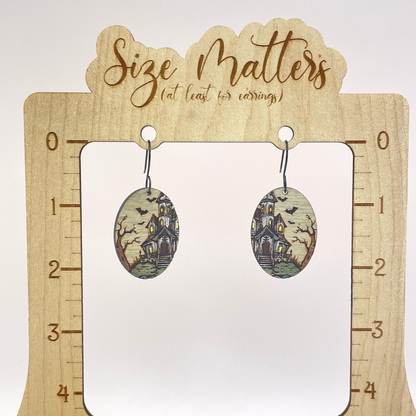 Haunted House Drop Dangle Earrings