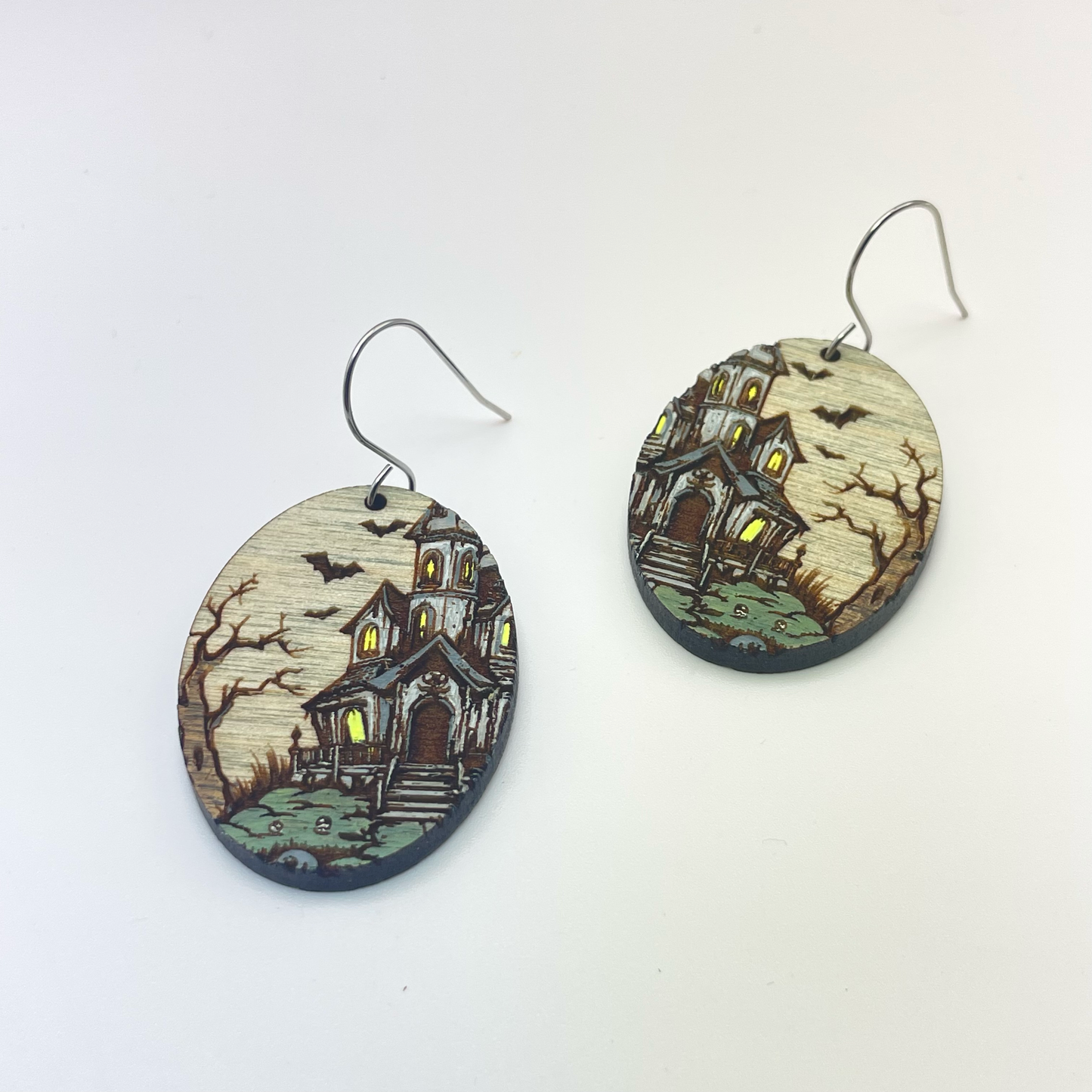 Haunted House Drop Dangle Earrings