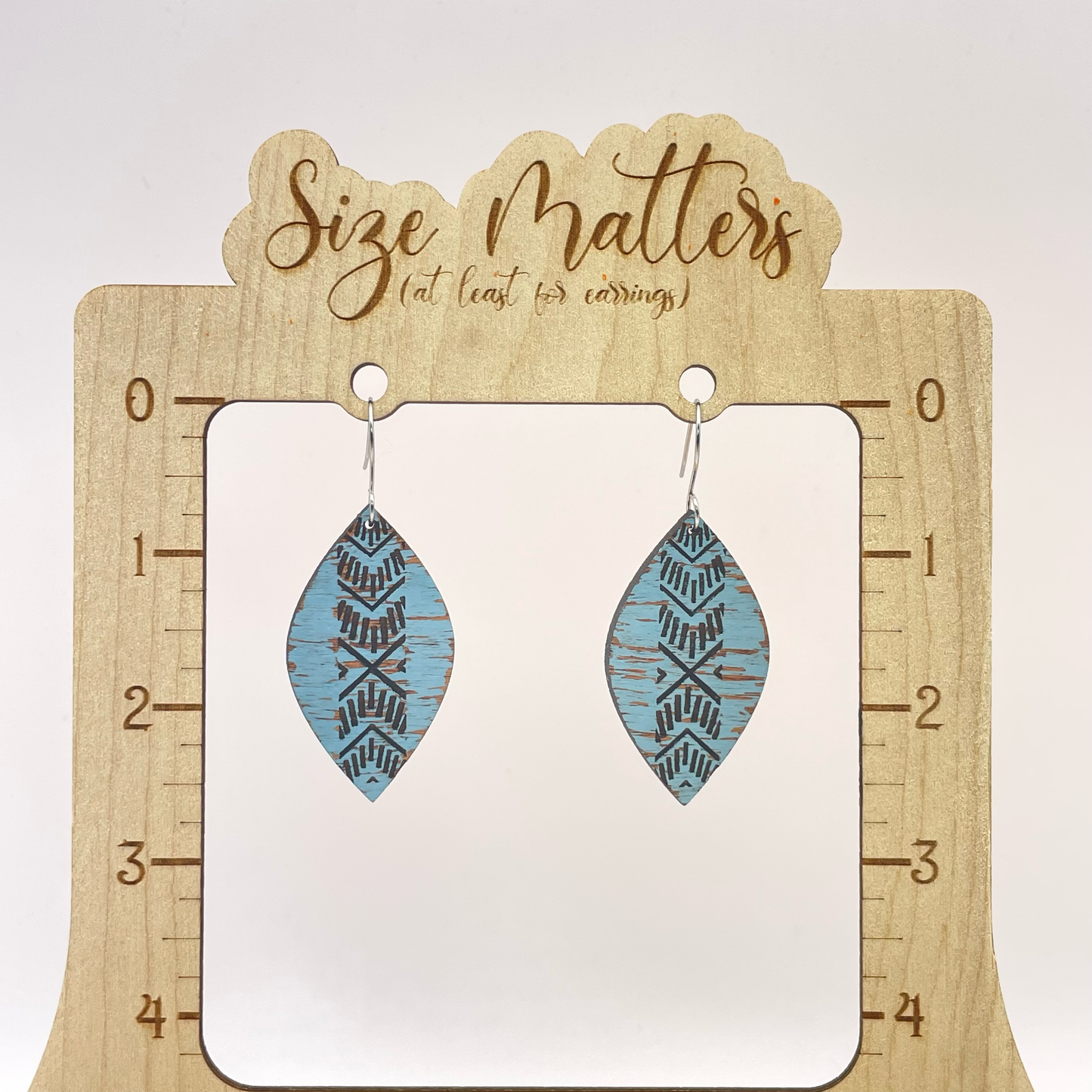 Tribal Engraved Leaf Shape Drop Dangle Earring