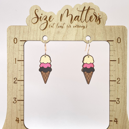 Ice Cream Cone Drop Dangle Earrings