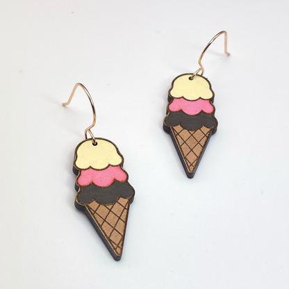 Ice Cream Cone Drop Dangle Earrings