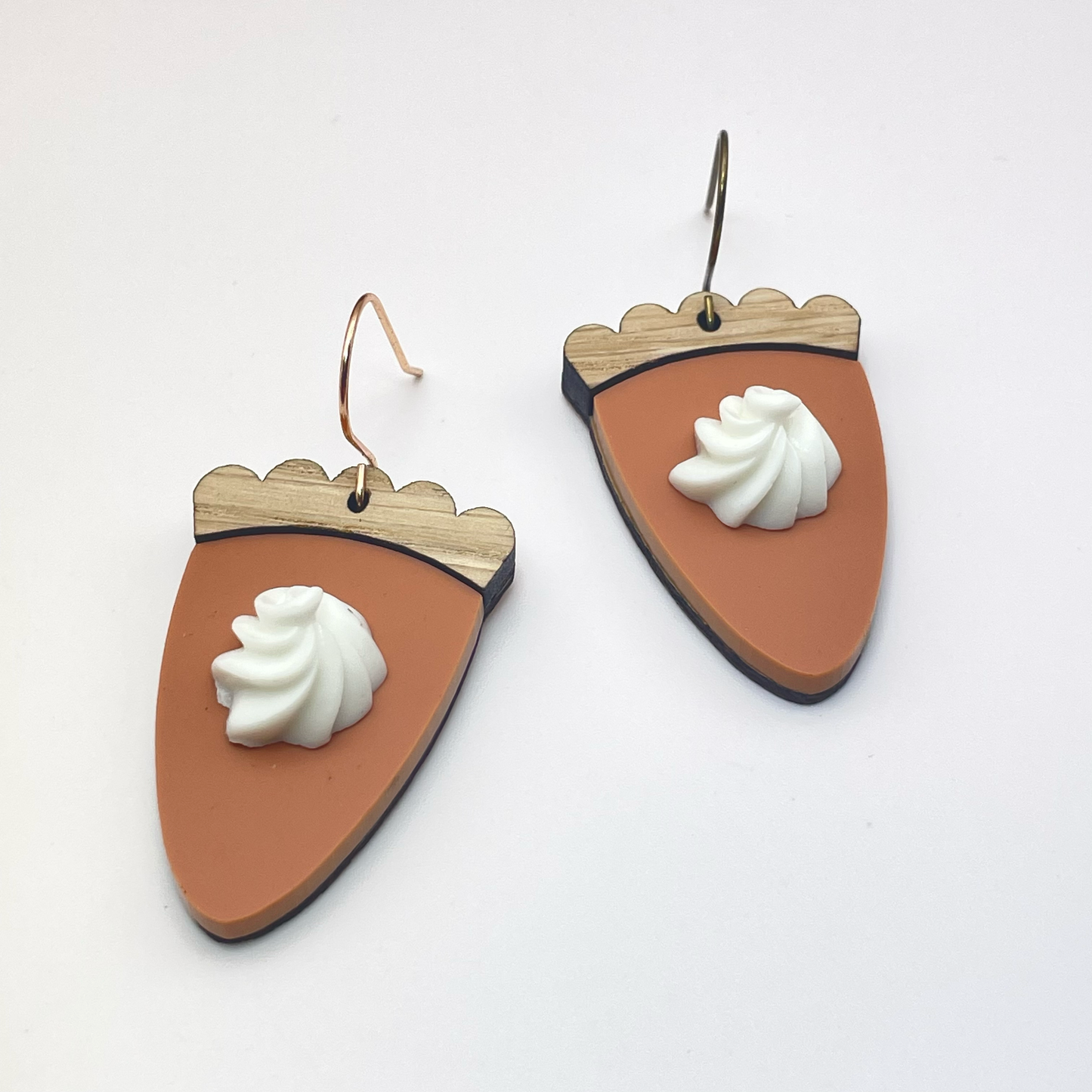 3D Pumpkin Pie Slice Drop Dangle Earrings