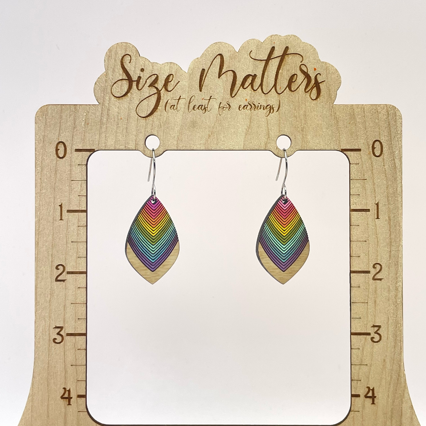 Rainbow Lines Leaf Shape Drop Dangle Earring