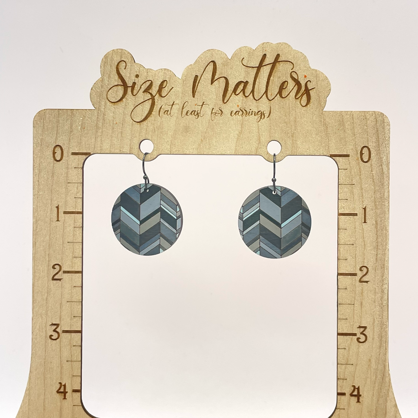 Chevron Lined Dial Drop Dangle Earring