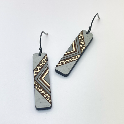 Angled Leopard Bar Drop Dangle Earring