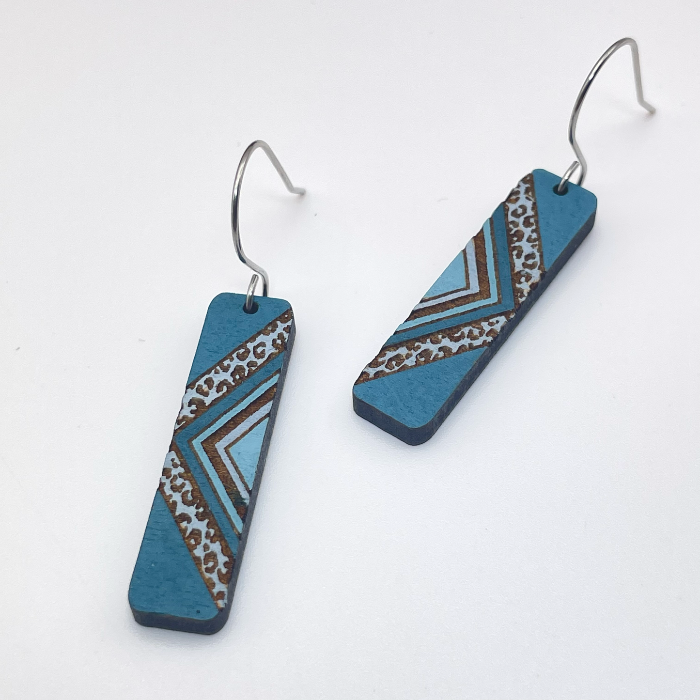 Angled Leopard Bar Drop Dangle Earring