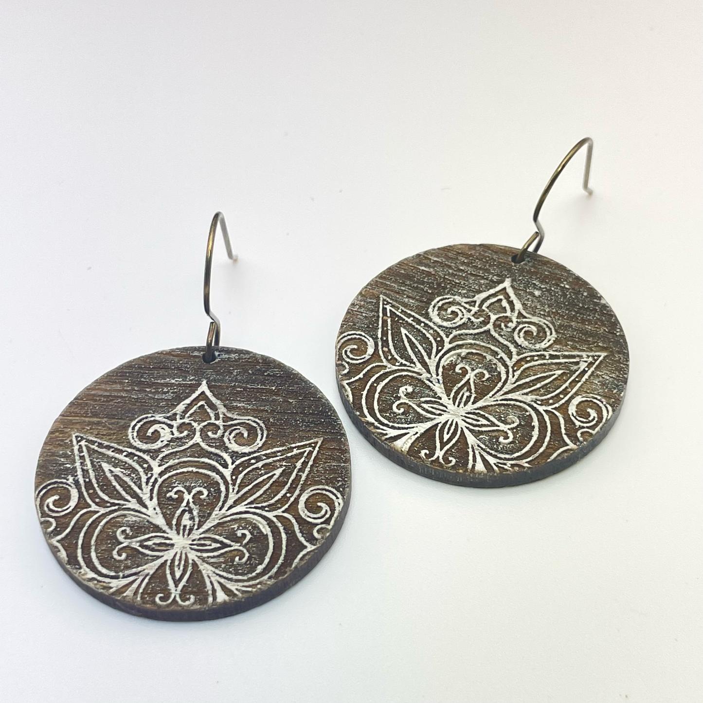 Ornate Dial Drop Dangle Earrings