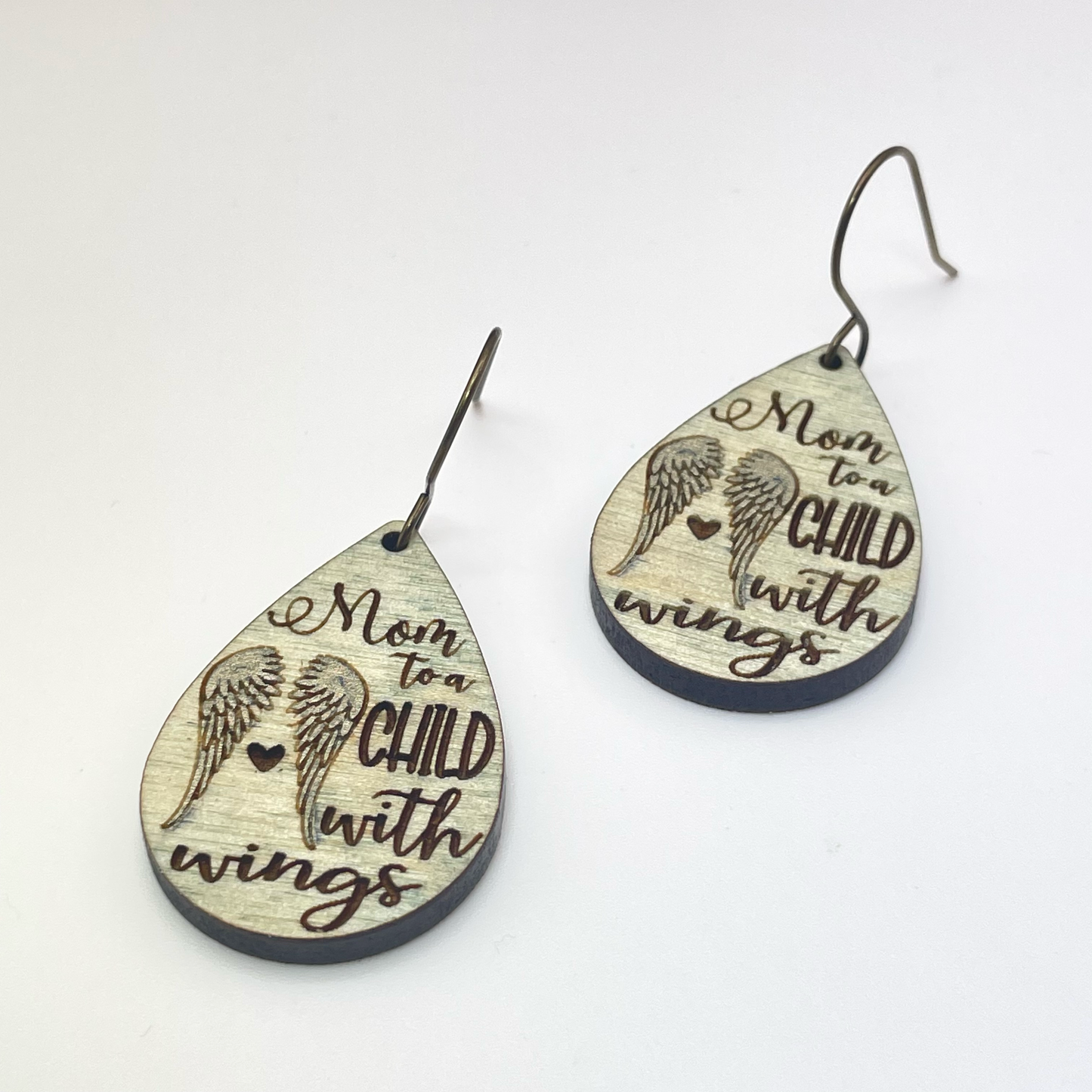 Mom to a Child with Wings Drop Dangle Earrings