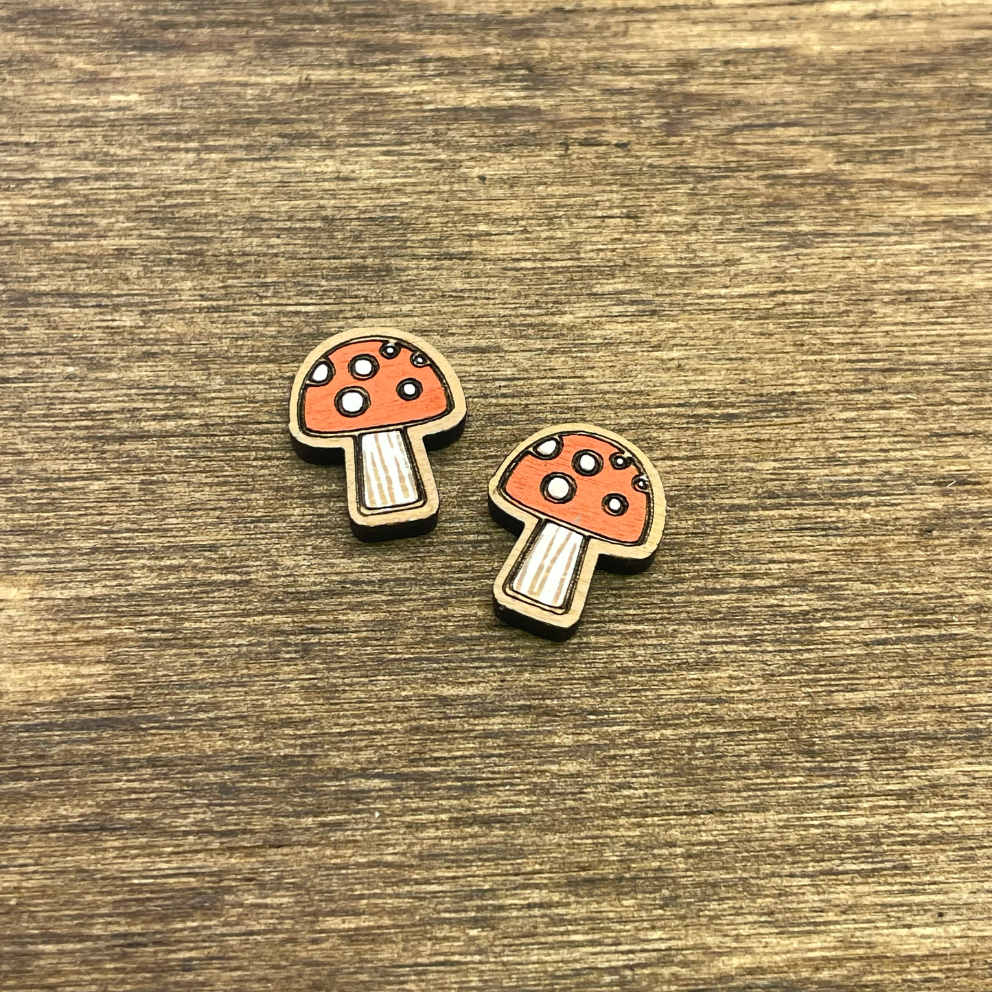 Outlined Spotted Cap Mushroom Stud Earrings