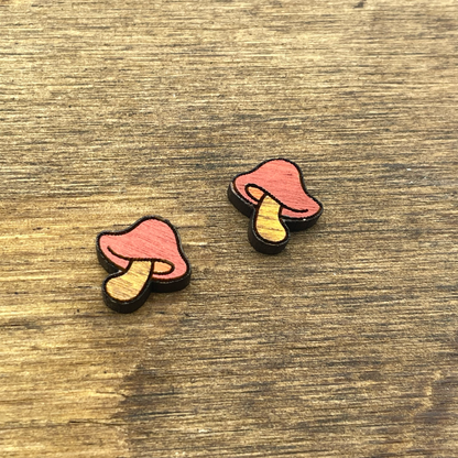 Mushroom w/ Bent Stalk Stud Earrings