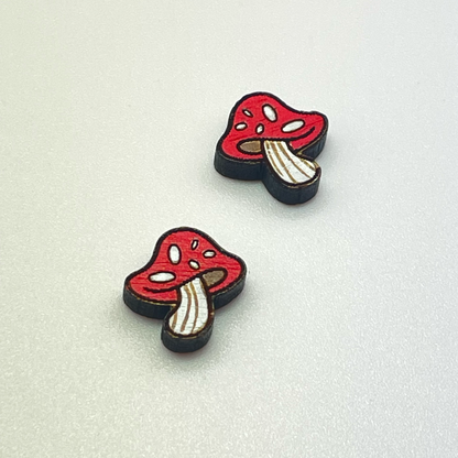 Mushroom w/ Bent Stalk Stud Earrings